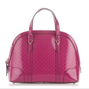 Gucci Nice Microguccissima Patent Leather Top Handle Bag, Fuchsia